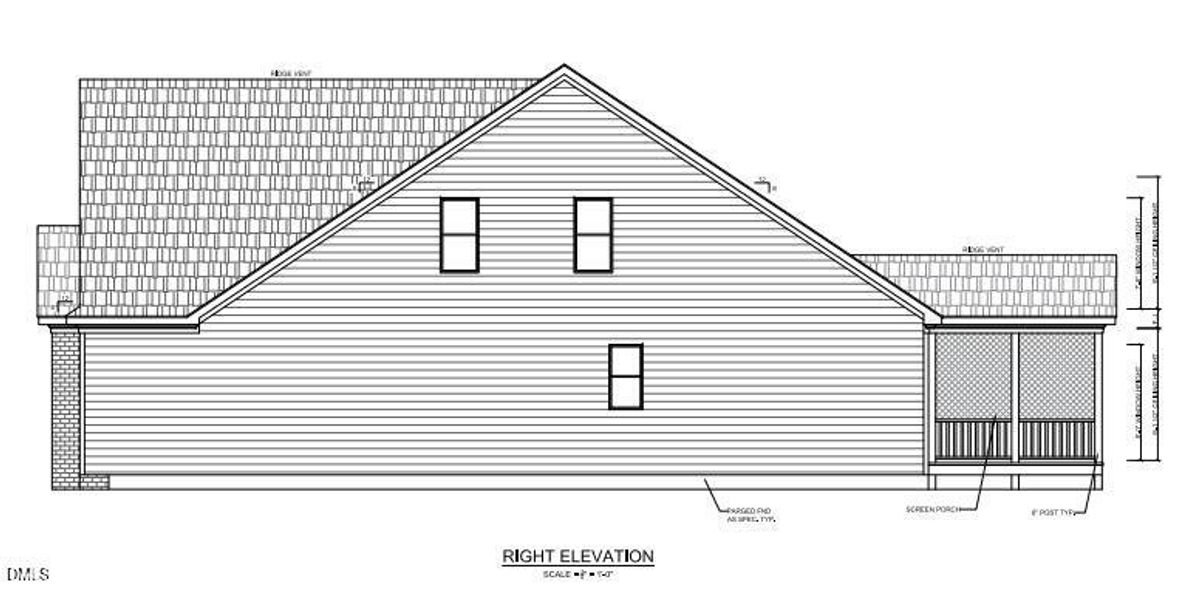 Right Elevation - 749 W Holly Springs
