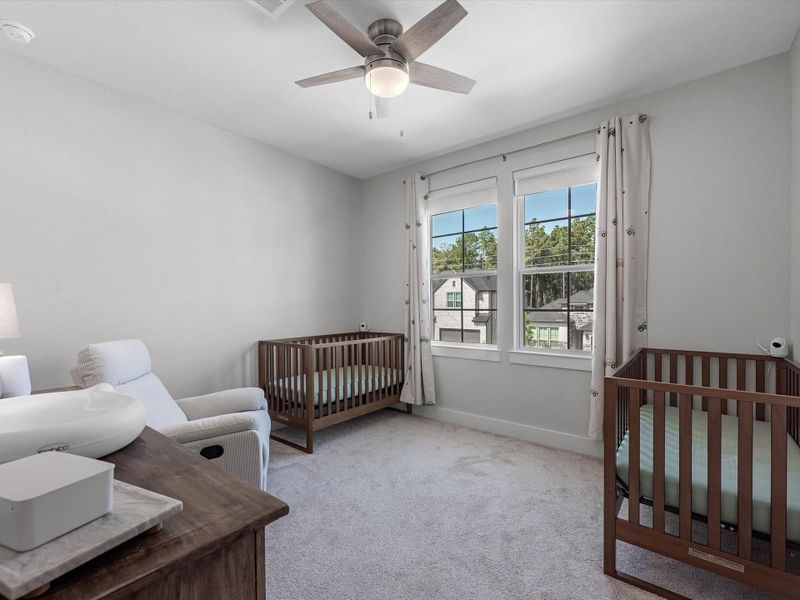 Bedroom #3, upstairs, with custom blinds Bedroom #3, upstairs, with custom blinds