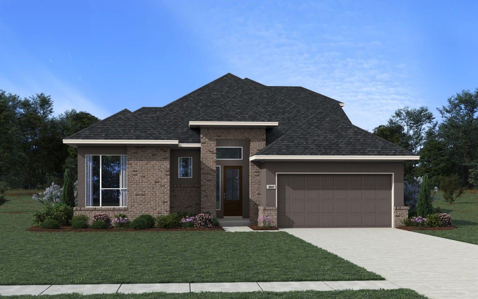 Representative exterior photo of a completed home built from the Olivia by Chesmar Homes in Briarley, Montgomery, TX (Image 5).