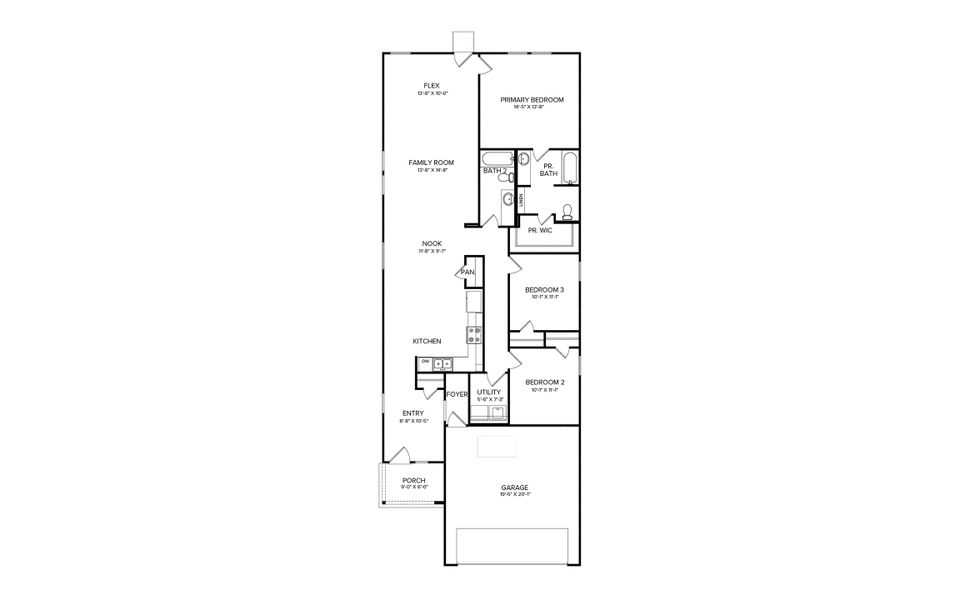 2D floor plan layout for the Tarrant Colony At Pinehurst by Brohn Homes in Colony at Pinehurst, Pinehurst, TX (Image 3).