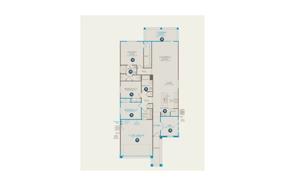 2D floor plan layout of this home in Regent Hills - Meadow Series, Buckeye, AZ (Image 3).