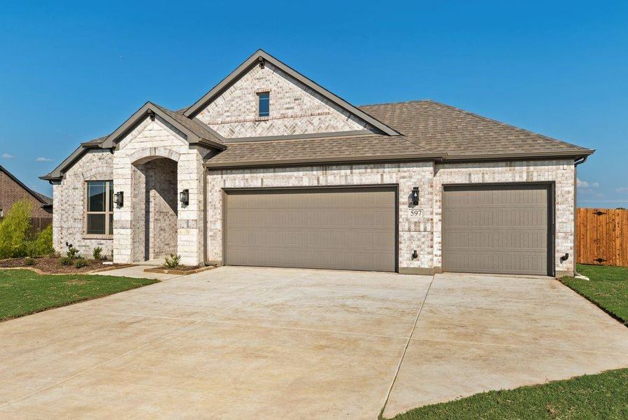 Front exterior of a new home in , Pilot Point, TX, highlighting curb appeal (Image 17).