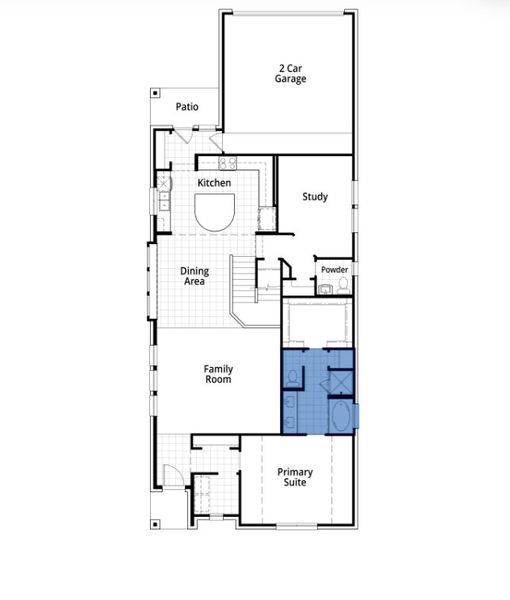2D floor plan layout for the London by Highland Homes in Mantua Point, Van Alstyne, TX (Image 30).