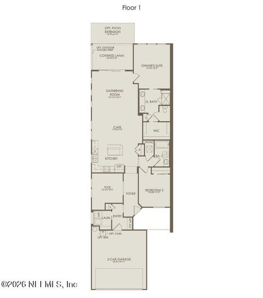 2D floor plan layout of this home in Del Webb Wildlight, Yulee, FL (Image 3).