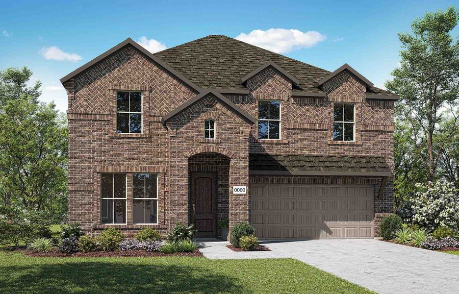 Front exterior of a home in the Discovery Collection at The Meadows community, located in Krum, TX (Image 10).