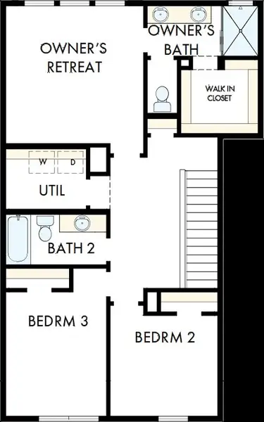 2D floor plan layout of this home in Serenity - The Cottage Collection, Fuquay Varina, NC (Image 3).