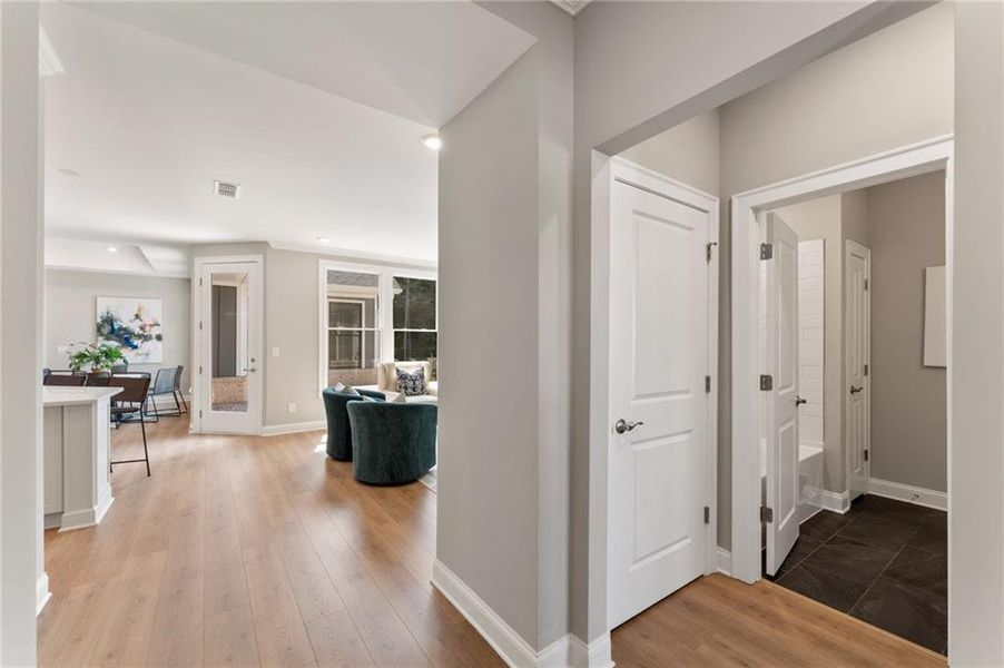 Furnished interior view inside a new home in The Courtyards of Franklin Goldmine, Cumming (Image 9).