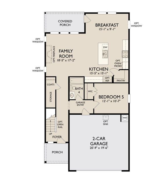 2D floor plan layout for the Santorini by Ashton Woods in Blue Heron Retreat, Little River, SC (Image 4).
