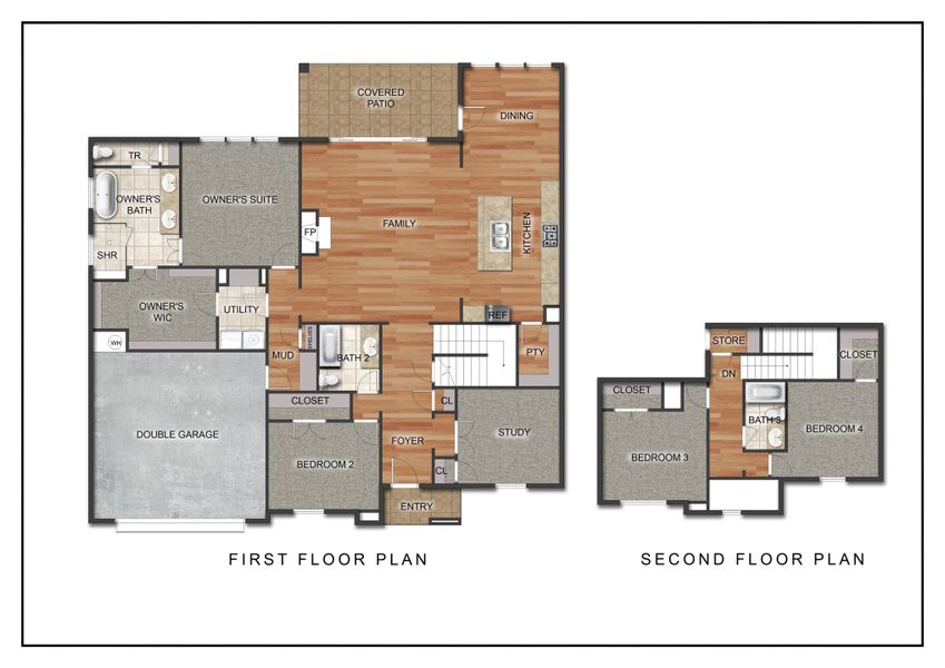 2D floor plan layout for the The El Paso by Kenmark Homes in LeTara, Haslet, TX (Image 3). 2D floor plan layout for the The El Paso by Kenmark Homes in LeTara, Haslet, TX (Image 3).