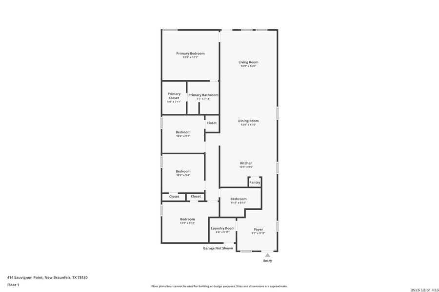 2D floor plan layout of this home in Guadalupe Ridge, New Braunfels, TX (Image 3).