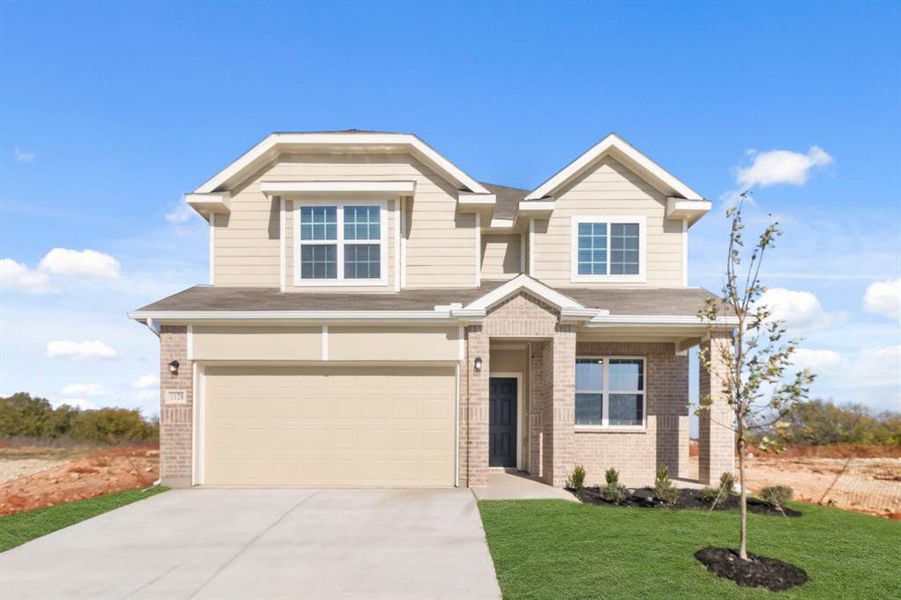 Front exterior of a new home in Retreat at Fossil Creek, Fort Worth, TX, highlighting curb appeal (Image 1). Front exterior of a new home in Retreat at Fossil Creek, Fort Worth, TX, highlighting curb appeal (Image 1).