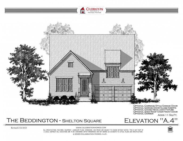 Representative rendering of the exterior for the Beddington by Celebration Homes (Image 8).