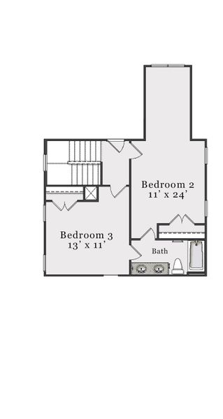 2D floor plan layout for the Joyner by McKee Homes in The Walk at East Village, Clayton, NC (Image 4). 2D floor plan layout for the Joyner by McKee Homes in The Walk at East Village, Clayton, NC (Image 4).