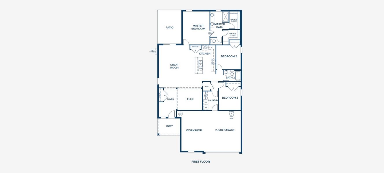 2D floor plan layout for the Ashton by Maronda Homes in Oakhaven Walk, Gainesville, FL (Image 5).
