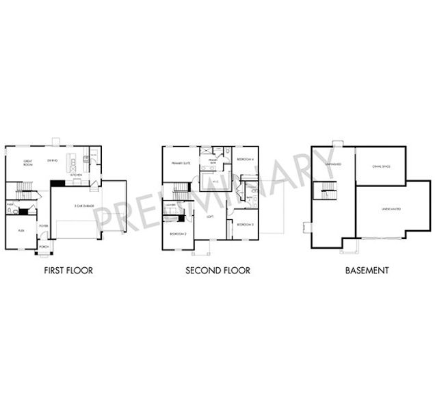 2D floor plan layout for the The Chatfield by Meritage Homes in Paint Brush Hills, Peyton, CO (Image 3).
