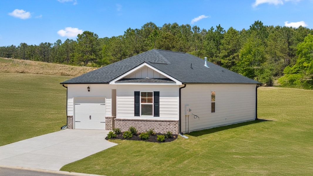 Front exterior of a new home in Byrd Village, Graniteville, SC, highlighting curb appeal (Image 1).