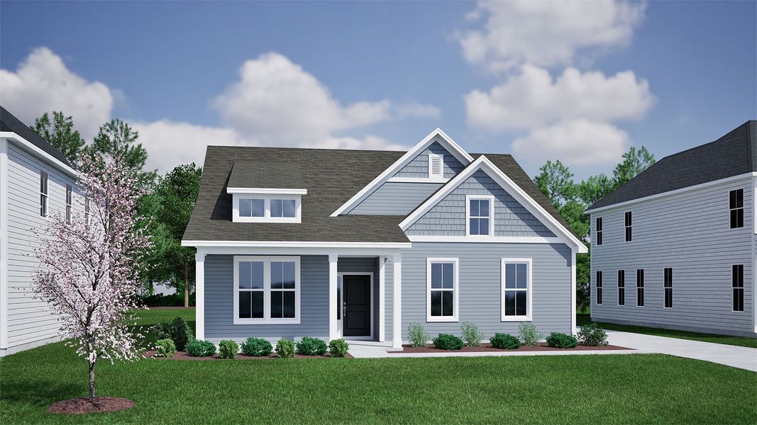 Representative exterior photo of a completed home built from the Cary - Vanguard Collection by Mungo Homes in Cottages at Lake Emory, Inman, SC (Image 16).