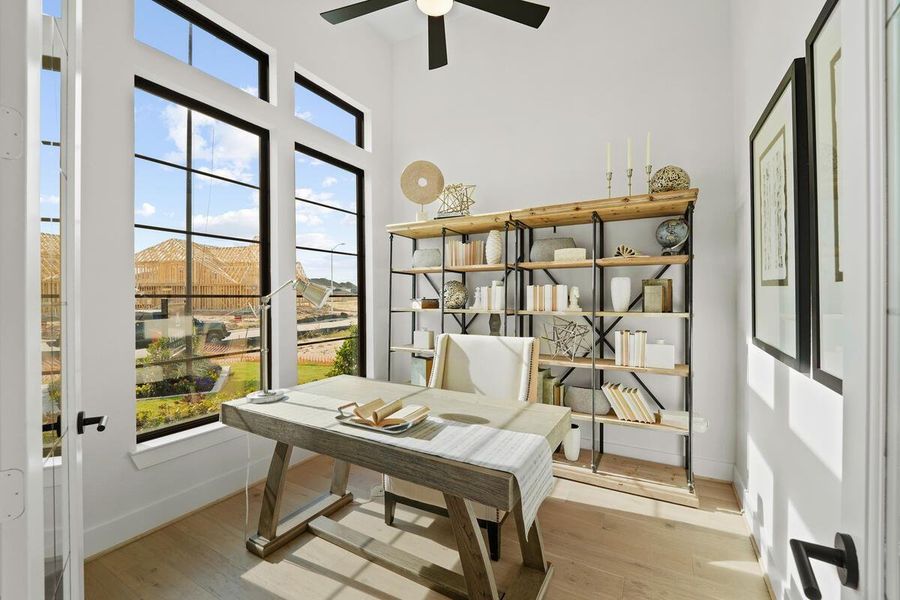 Representation of light-filled study Representation of light-filled study