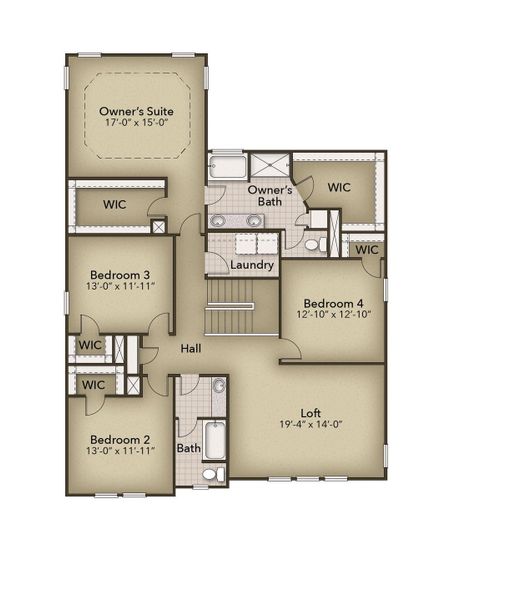 2D floor plan layout for the The Mangrove by Chesapeake Homes in Coastal Club of the Carolinas, Calabash, NC (Image 6).
