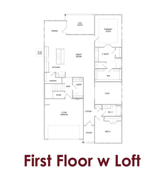 2D floor plan layout for the Bluff                                                                Primary Suite on Main by Chafin Communities in Pinecrest Ridge, Dacula, GA (Image 5).