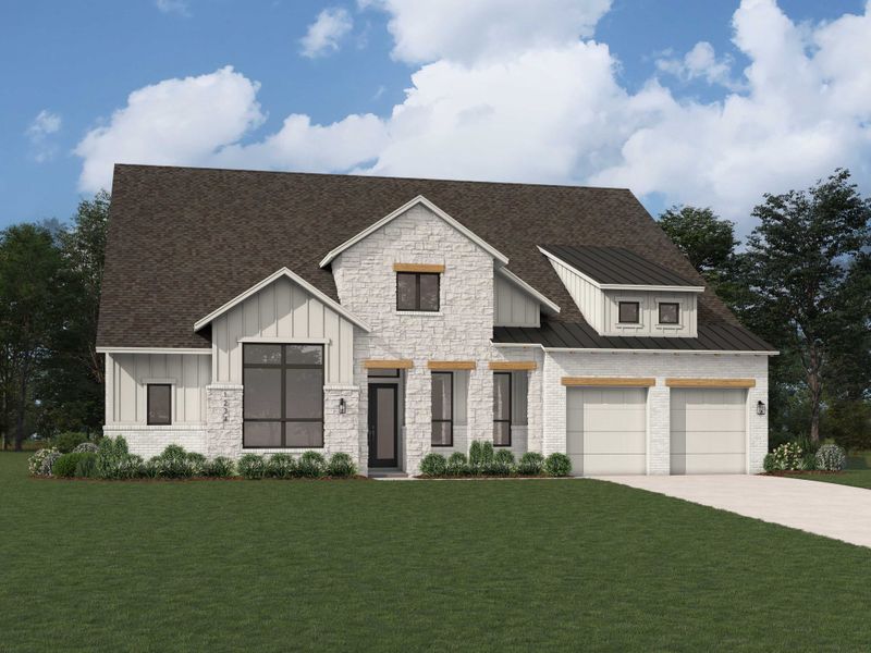 Representative exterior photo of a completed home built from the Verona by Huntington Homes in Kresston 70s, Montgomery, TX (Image 20).