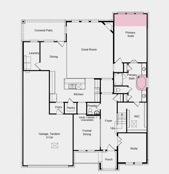 First Floor Plan - Additional highlights include: extend primary bedroom