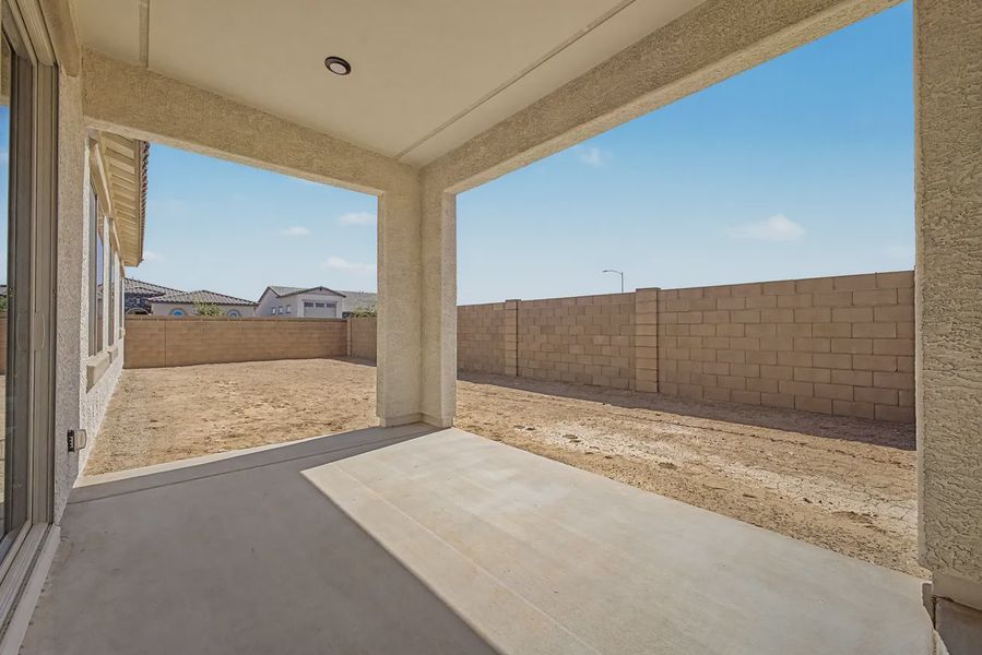 Exterior details and patio area of a home in Valencia at Granite Vista, Waddell (Image 22).