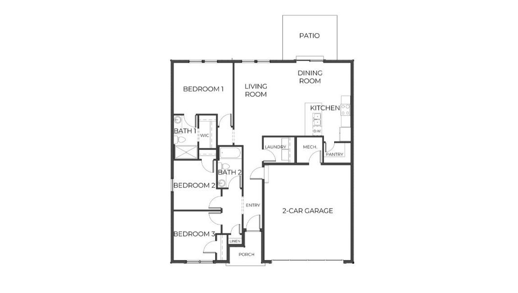 2D floor plan layout for the Sierra by D.R. Horton in Tara Vista, Gainesville, FL (Image 3).