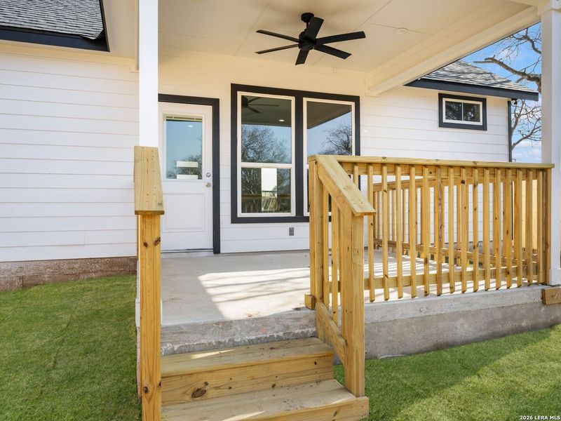Exterior details and patio area of a home in , Lytle (Image 28).