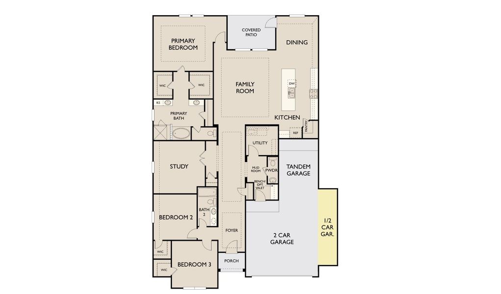 2D floor plan layout for the Blake by Ashton Woods in Wildrye 60ft, Waller, TX (Image 3).