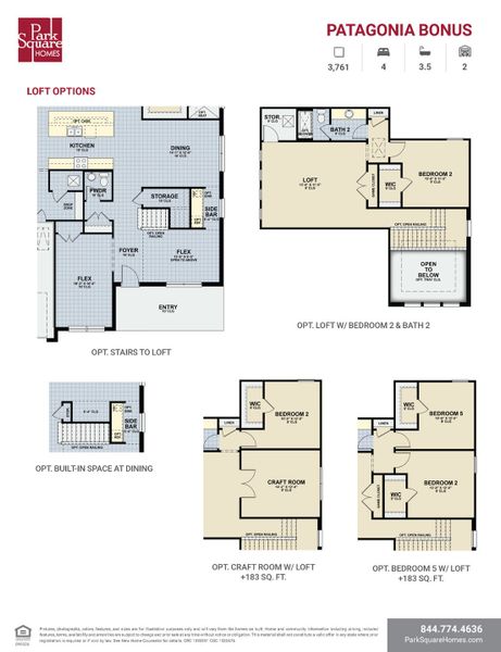 2D floor plan layout for the Patagonia by Park Square Residential in Tamarack at Two Rivers, Zephyrhills, FL (Image 5).