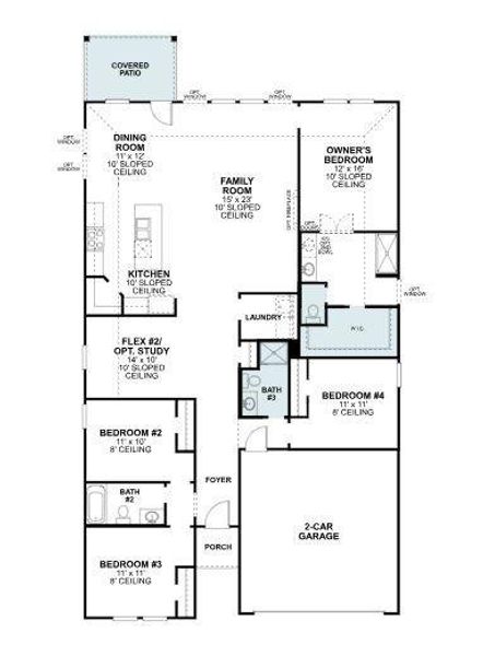 2D floor plan layout of this home in Woodstone, Providence Village, TX (Image 3). 2D floor plan layout of this home in Woodstone, Providence Village, TX (Image 3).