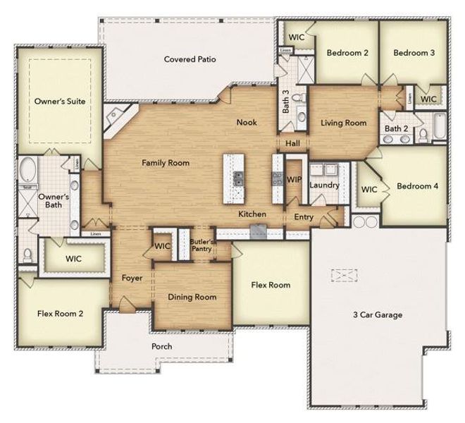 2D floor plan layout of this home in Rocky Top, Krum, TX (Image 2). 2D floor plan layout of this home in Rocky Top, Krum, TX (Image 2).