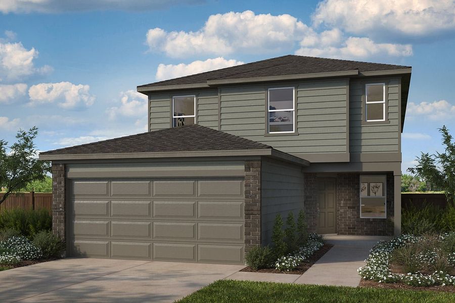 Representative exterior photo of a completed home built from the 2856 by KB Home in Sunset Oaks, Maxwell, TX (Image 5).