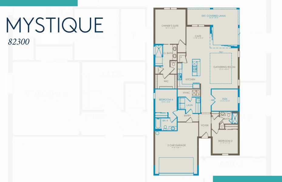 2D floor plan layout of this home in BeachWalk by Manasota Key, Englewood, FL (Image 2).