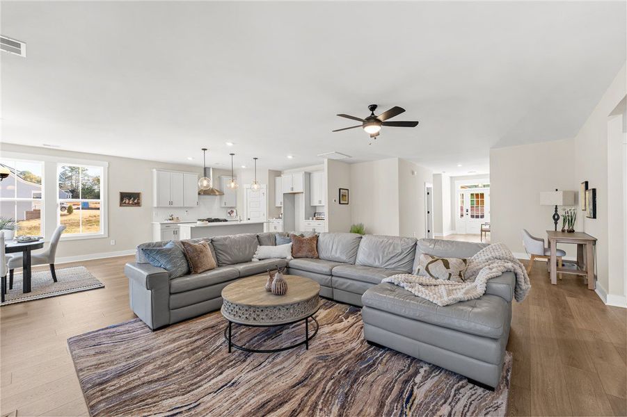 This inviting great room combines comfort and styl