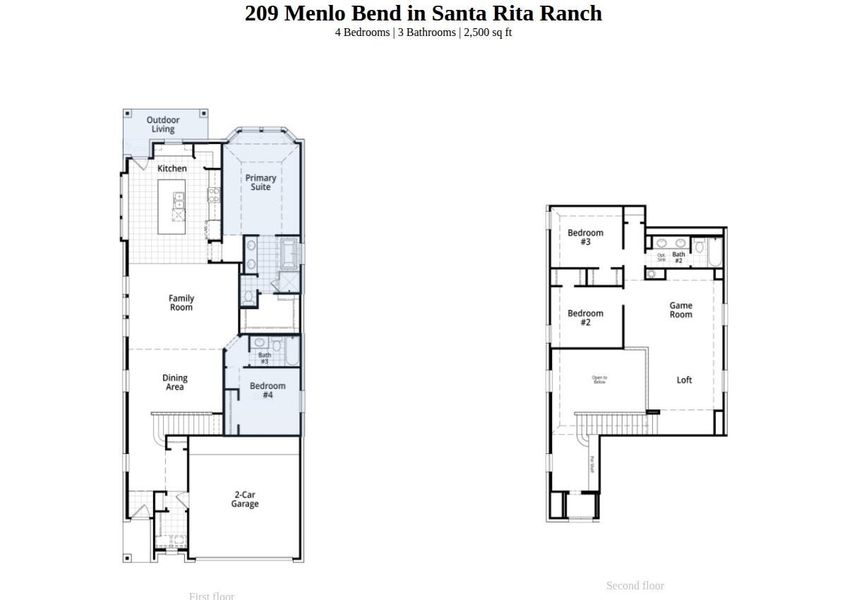2D floor plan layout of this home in Santa Rita Ranch: 40-45ft. lots, Liberty Hill, TX (Image 3). 2D floor plan layout of this home in Santa Rita Ranch: 40-45ft. lots, Liberty Hill, TX (Image 3).