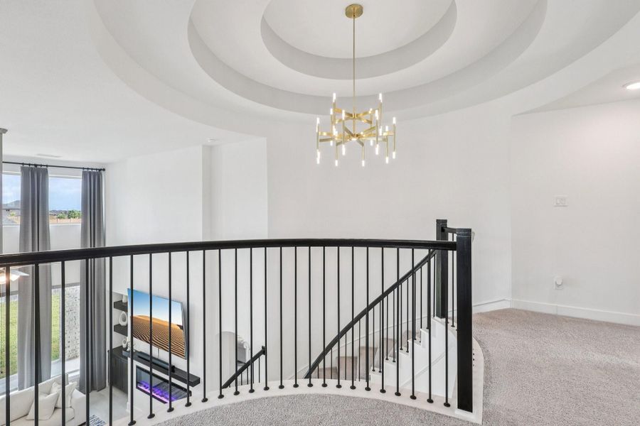 Tray Ceiling at the stairs landing.