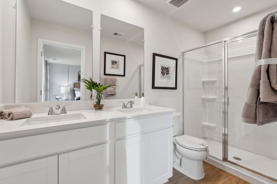 Representative furnished interior of a home built from the The Rutledge by Stanley Martin Homes in Essence at Trinity Townhomes, Columbia (Image 42).