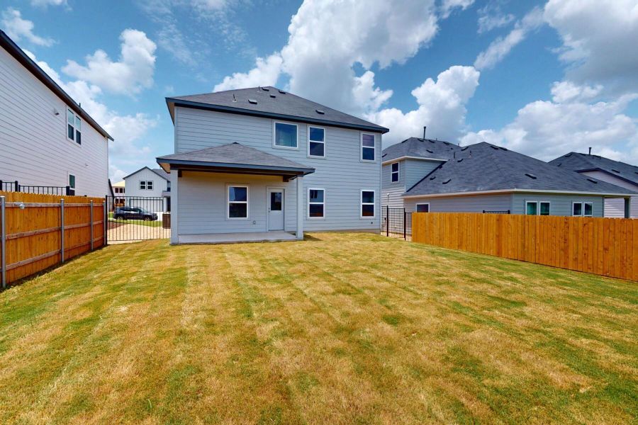 Exterior details and patio area of a home in Cascades at Onion Creek, Austin (Image 4). Exterior details and patio area of a home in Cascades at Onion Creek, Austin (Image 4).
