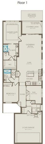 2D floor plan layout of this home in Del Webb Oasis, Winter Garden, FL (Image 2).