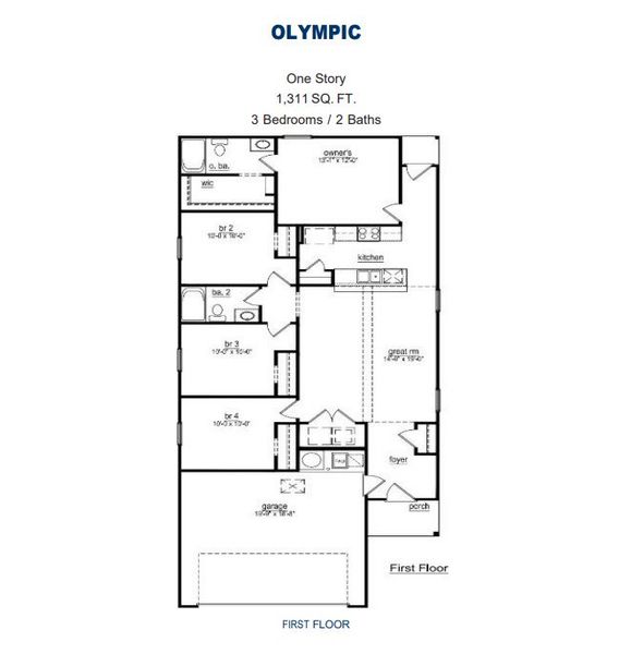 Representative exterior photo of a completed home built from the Olympic by National HomeCorp in Santa Fe, Cleveland, TX (Image 2). Representative exterior photo of a completed home built from the Olympic by National HomeCorp in Santa Fe, Cleveland, TX (Image 2).