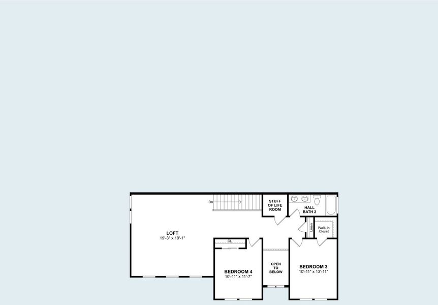 2D floor plan layout for the Mykonos by K. Hovnanian® Homes in Kreymer at the Park, Wylie, TX (Image 18).