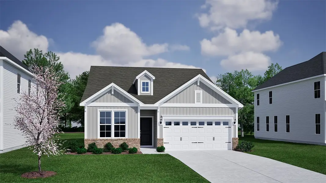 Representative exterior photo of a completed home built from the Clark - Vanguard Collection by Mungo Homes in Ovation at Sweetbrier, Durham, NC (Image 11).