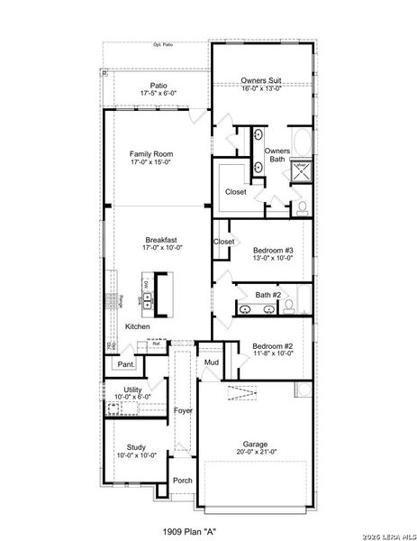 2D floor plan layout of this home in Dauer Ranch, New Braunfels, TX (Image 3).