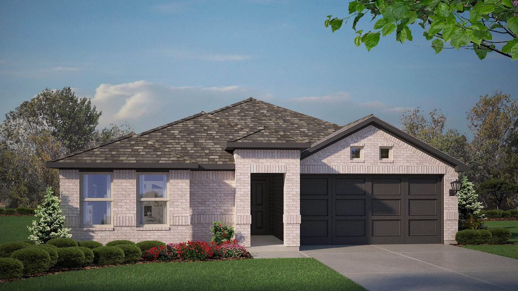 Front exterior of a new home in Bella Vista, Granbury, TX, highlighting curb appeal (Image 1). Front exterior of a new home in Bella Vista, Granbury, TX, highlighting curb appeal (Image 1).