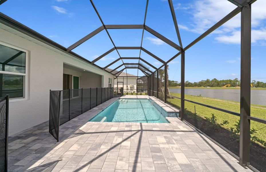 Exterior details and patio area of a home in Del Webb Oak Creek, North Fort Myers (Image 20).
