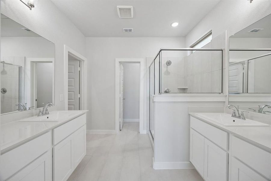 Primary Bathroom in the Masters home plan by Trophy Signature Homes – REPRESENTATIVE PHOTO Primary Bathroom in the Masters home plan by Trophy Signature Homes – REPRESENTATIVE PHOTO