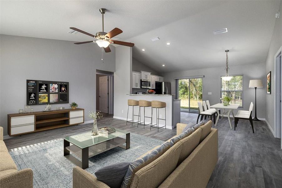 Furnished interior view inside a new home in , Dunnellon (Image 2).