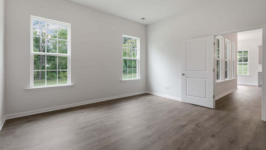 Representative unfurnished interior of a home built from the AZALEA by D.R. Horton in The Villas at Kinsley, Jamestown (Image 12). Representative unfurnished interior of a home built from the AZALEA by D.R. Horton in The Villas at Kinsley, Jamestown (Image 12).